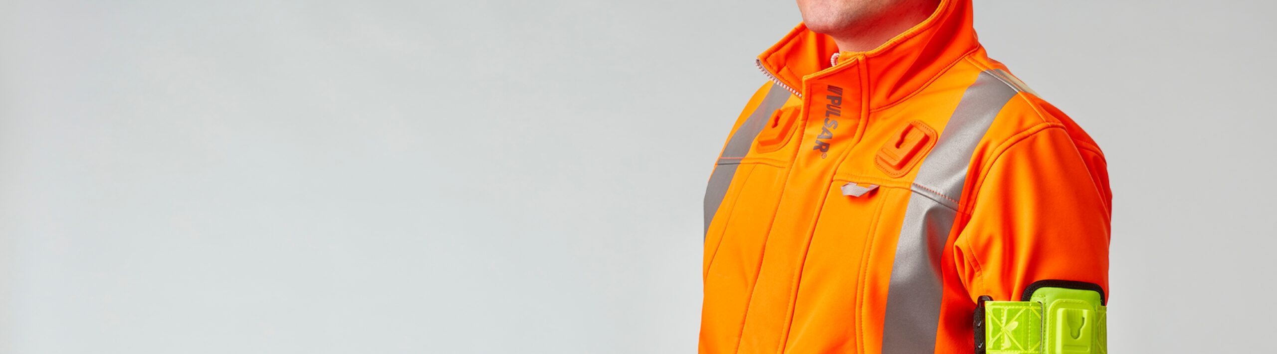 Klick Fast Hi Vis orange on Hi Vis coat